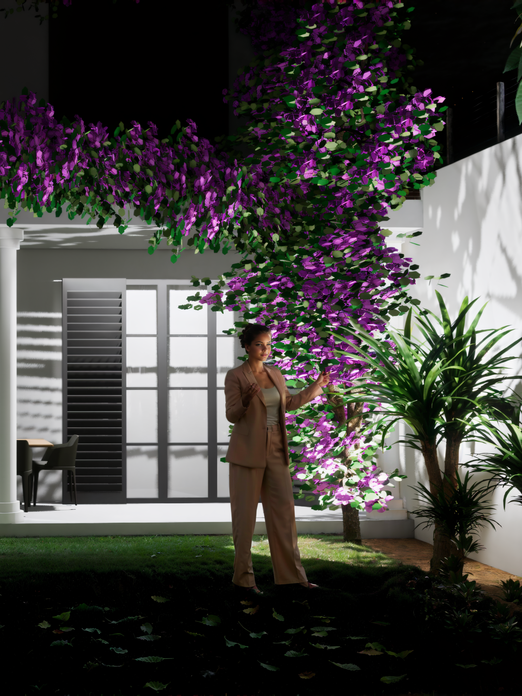 Luxury residential interior with natural materials